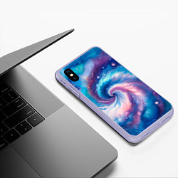 Чехол iPhone XS Max матовый Галактический тай-дай, цвет: 3D-светло-сиреневый — фото 2