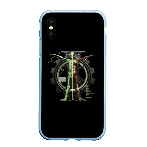Чехол iPhone XS Max матовый Магос биологис череп / 3D-Голубой – фото 1