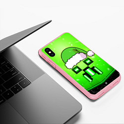 Чехол iPhone XS Max матовый Майнкрафт новогодний крипер, цвет: 3D-баблгам — фото 2