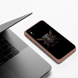 Чехол iPhone XS Max матовый Вархаммер - шлем астартес, цвет: 3D-коричневый — фото 2