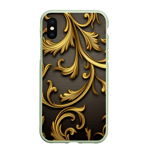 Чехол iPhone XS Max матовый Gold abstract / 3D-Салатовый – фото 1