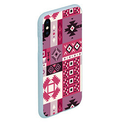 Чехол iPhone XS Max матовый Этническая геометрия в розовой палитре, цвет: 3D-голубой — фото 2