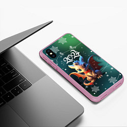 Чехол iPhone XS Max матовый Дракоша - символ года, цвет: 3D-розовый — фото 2