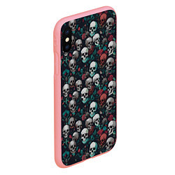 Чехол iPhone XS Max матовый Красные цветы и черепа, цвет: 3D-баблгам — фото 2