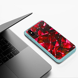 Чехол iPhone XS Max матовый Красное разбитое стекло, цвет: 3D-мятный — фото 2