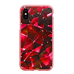 Чехол iPhone XS Max матовый Красное разбитое стекло, цвет: 3D-баблгам