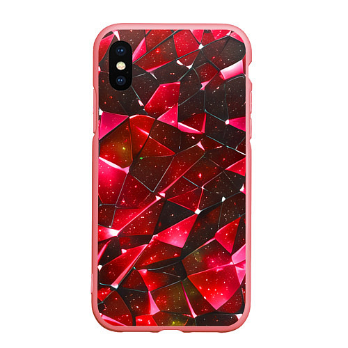 Чехол iPhone XS Max матовый Красное разбитое стекло / 3D-Баблгам – фото 1