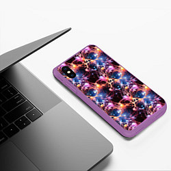 Чехол iPhone XS Max матовый Узор нейронные связи, цвет: 3D-фиолетовый — фото 2