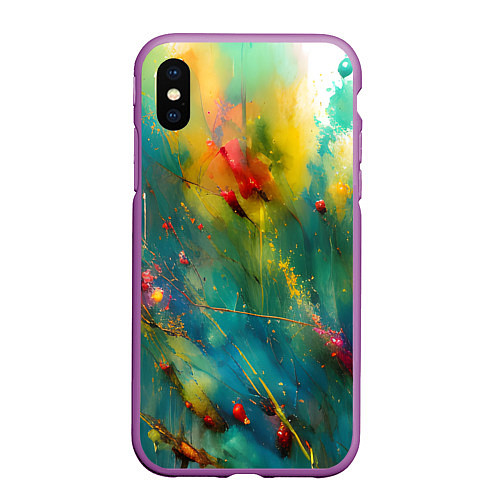 Чехол iPhone XS Max матовый Абстрактные мазки краски / 3D-Фиолетовый – фото 1