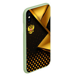 Чехол iPhone XS Max матовый Герб России на золотистой абстракции, цвет: 3D-салатовый — фото 2
