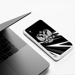 Чехол iPhone XS Max матовый Герб РФ - white and black geometry, цвет: 3D-белый — фото 2