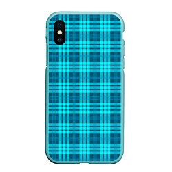 Чехол iPhone XS Max матовый Шотландский неоновый голубой, цвет: 3D-мятный