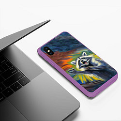 Чехол iPhone XS Max матовый Крик енота, цвет: 3D-фиолетовый — фото 2