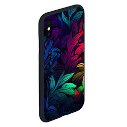 Чехол iPhone XS Max матовый Яркие абстрактные листья, цвет: 3D-черный — фото 2