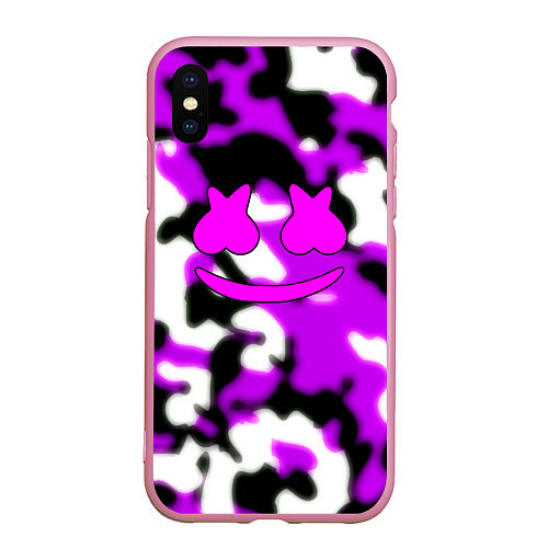 Чехол iPhone XS Max матовый Marshmello camo / 3D-Розовый – фото 1