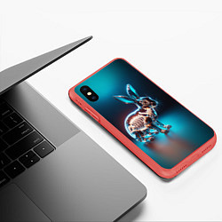 Чехол iPhone XS Max матовый Прозрачный стеклянный кролик, цвет: 3D-красный — фото 2