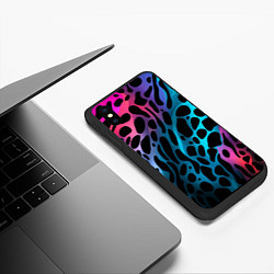 Чехол iPhone XS Max матовый Черные пятна на разноцветном фоне, цвет: 3D-черный — фото 2