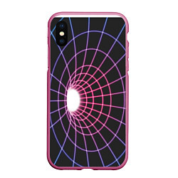 Чехол iPhone XS Max матовый Искаженный неоновый каркас, цвет: 3D-малиновый