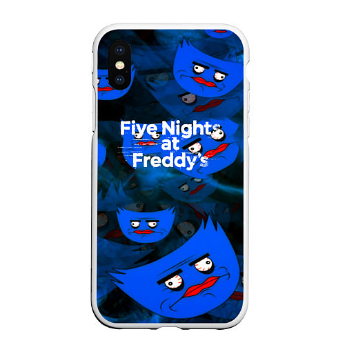 Чехол iPhone XS Max матовый Huggy Wuggy x Five Nights at Freddys / 3D-Белый – фото 1