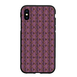 Чехол iPhone XS Max матовый Паттерн тёмно-розовый