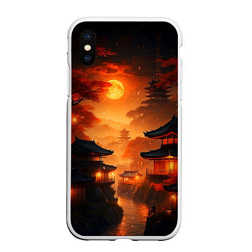 Чехол iPhone XS Max матовый Мрачная япония - пейзаж / 3D-Белый – фото 1