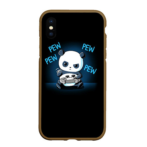 Чехол iPhone XS Max матовый Panda gamer / 3D-Коричневый – фото 1