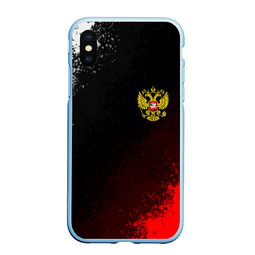 Чехол iPhone XS Max матовый Герб РФ краски империи / 3D-Голубой – фото 1