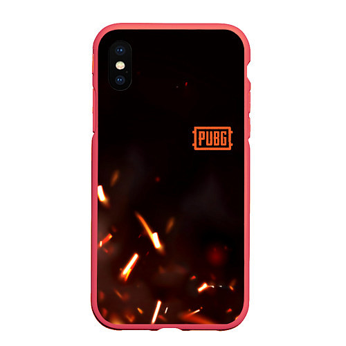 Чехол iPhone XS Max матовый PUBG fire war / 3D-Красный – фото 1