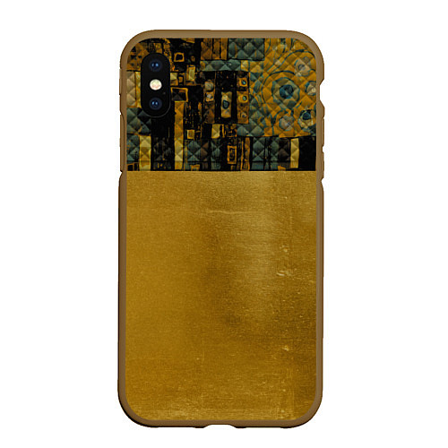Чехол iPhone XS Max матовый Стёжка: золото Климта / 3D-Коричневый – фото 1