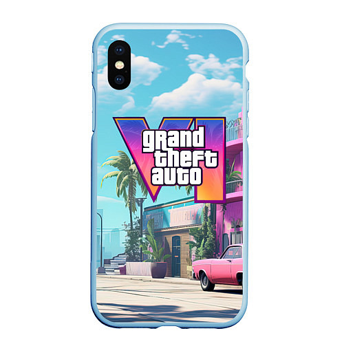 Чехол iPhone XS Max матовый GTA 6 Vice city / 3D-Голубой – фото 1