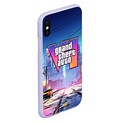 Чехол iPhone XS Max матовый GTA 6 неоновый город, цвет: 3D-светло-сиреневый — фото 2