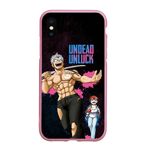 Чехол iPhone XS Max матовый Undead Unluck - Fuuko and Andy / 3D-Розовый – фото 1