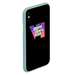 Чехол iPhone XS Max матовый Gta 6 logo, цвет: 3D-мятный — фото 2