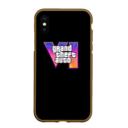Чехол iPhone XS Max матовый Gta 6 logo, цвет: 3D-коричневый
