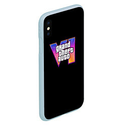 Чехол iPhone XS Max матовый Gta 6 logo, цвет: 3D-голубой — фото 2