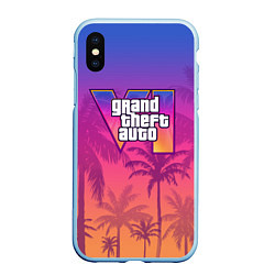 Чехол iPhone XS Max матовый GTA 6 official, цвет: 3D-голубой