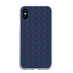 Чехол iPhone XS Max матовый Серо-синий геометричные линии, цвет: 3D-белый