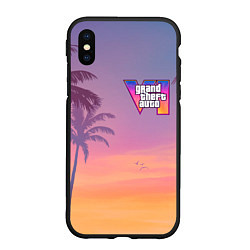 Чехол iPhone XS Max матовый Gta 6 пальмы и птицы, цвет: 3D-черный