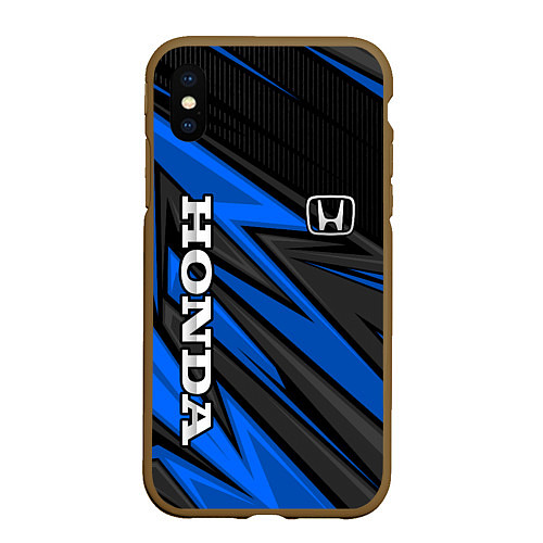Чехол iPhone XS Max матовый Honda motors - синяя спортивная абстракция / 3D-Коричневый – фото 1
