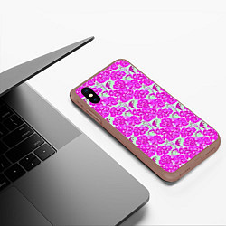 Чехол iPhone XS Max матовый Розовая гжель, цвет: 3D-коричневый — фото 2