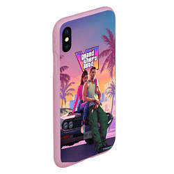 Чехол iPhone XS Max матовый Главные герои gta 6, цвет: 3D-розовый — фото 2