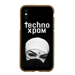 Чехол iPhone XS Max матовый Techno храм монашка в маске, цвет: 3D-коричневый