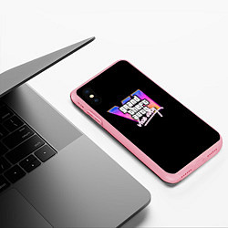 Чехол iPhone XS Max матовый Gta 6 vice city logo, цвет: 3D-баблгам — фото 2