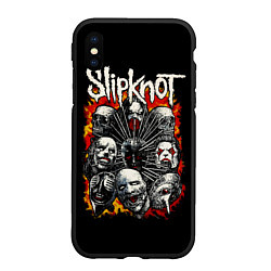 Чехол iPhone XS Max матовый Slipknot метал-группа, цвет: 3D-черный