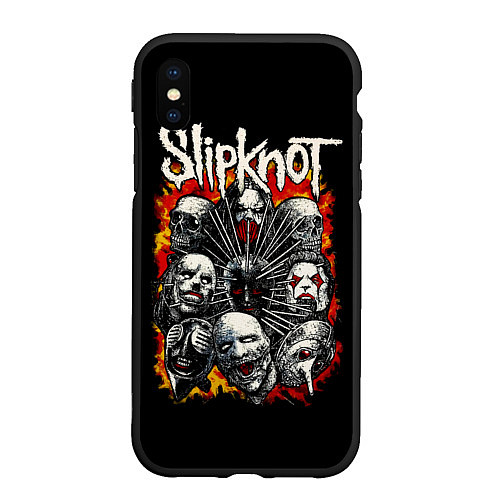 Чехол iPhone XS Max матовый Slipknot метал-группа / 3D-Черный – фото 1