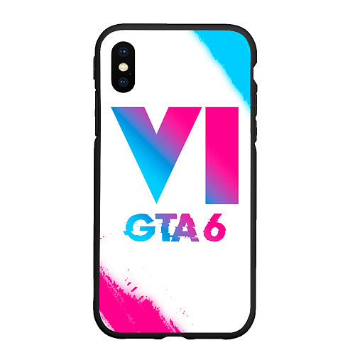 Чехол iPhone XS Max матовый GTA 6 neon gradient style / 3D-Черный – фото 1