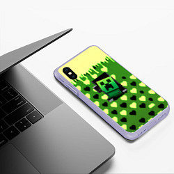 Чехол iPhone XS Max матовый Minecraft love toxic, цвет: 3D-светло-сиреневый — фото 2