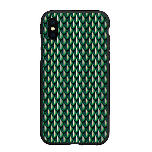 Чехол iPhone XS Max матовый Чешуя зеленого змея / 3D-Черный – фото 1