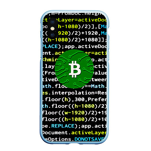 Чехол iPhone XS Max матовый Bitcoin сатоши / 3D-Голубой – фото 1