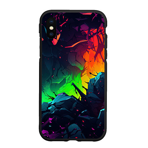 Чехол iPhone XS Max матовый Яркие пятна абстракции / 3D-Черный – фото 1